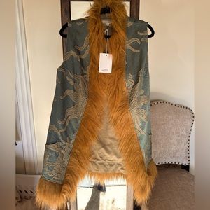 Chasing Unicorns Teal Turquoise Fur Bohemian Vest